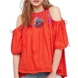 Free People Beaded Cold Shoulder Blouse